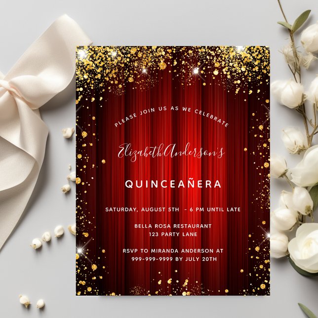 Lámina Invitación al cine de cine rojo Quinceanera (Subido por el creador)