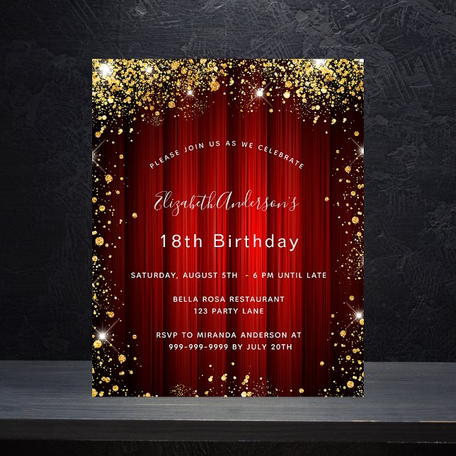Lámina Invitación al cine de oro rojo para cumpleaños de  (Subido por el creador)