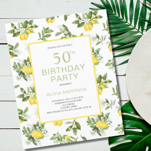 Lámina Invitación al cítrico limón de cumpleaños número 5