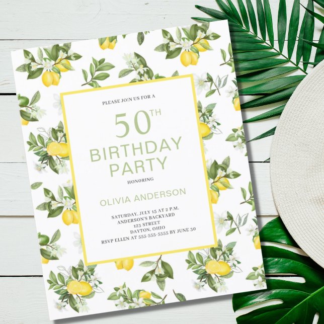 Lámina Invitación al cítrico limón de cumpleaños número 5 (Subido por el creador)