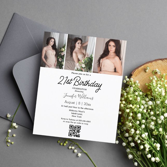 Lámina invitación al código qr de collage de fotos de 21  (Subido por el creador)