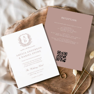 Lámina Invitación al código QR del Boda de Escudo Rosa de