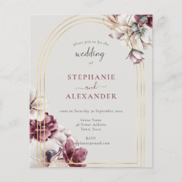 Lámina Invitación al código QR del Boda floral de ciruela