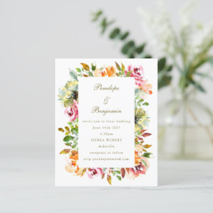 Lámina Invitación al código QR del Boda floral rústico pr