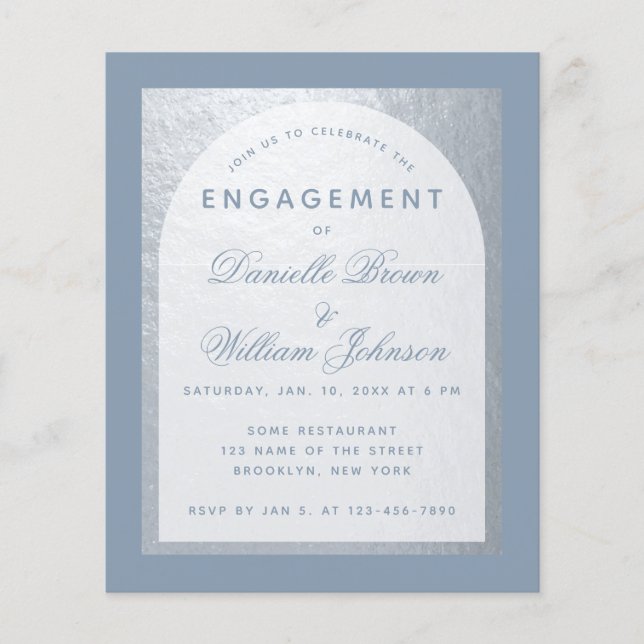 Lámina Invitación al compromiso azul de Dusty Silver con  (Anverso)