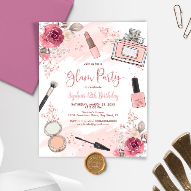 Lámina Invitación al cumpleaños de Budget Glam Makeup Rub (Subido por el creador)