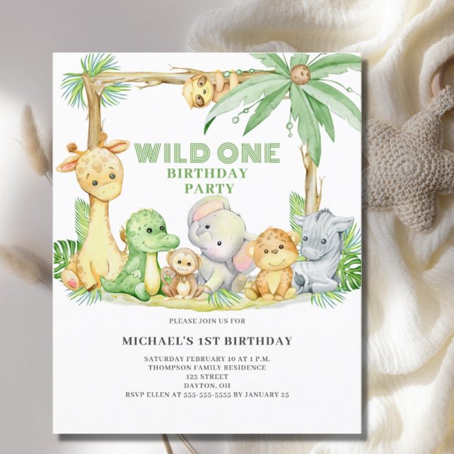 Lámina Invitación al cumpleaños de Budget Wild One Safari (Subido por el creador)