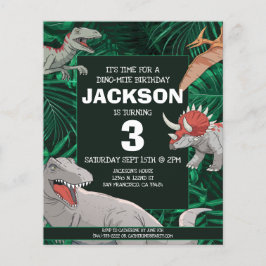 Lámina Invitación al cumpleaños de Dino Trex Dinosaur par