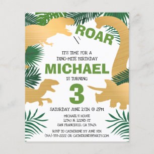 Lámina Invitación al cumpleaños de Dino Trex Kids Dinosau