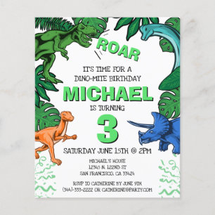 Lámina Invitación al cumpleaños de Dino Trex Kids Dinosau