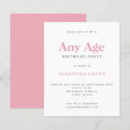 Lámina Invitación al cumpleaños de la edad rosada de Rubo