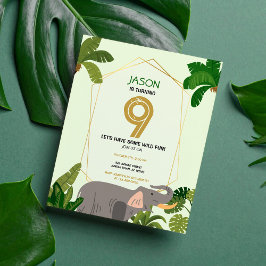 Lámina Invitación al cumpleaños de Safari Animal Elephant
