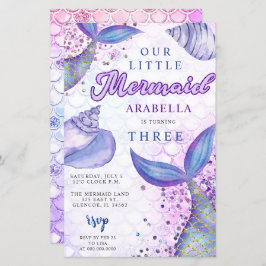 Lámina Invitación al cumpleaños de sirena de Purpurina pú