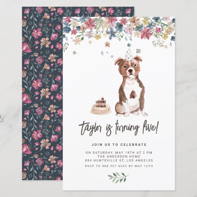 Lámina Invitación al cumpleaños de Staffordshire Bull Ter (Anverso / Reverso)