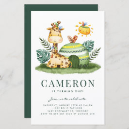 Lámina Invitación al cumpleaños de Watercolor Giraffe Saf