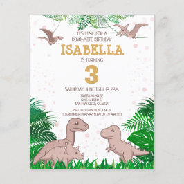 Lámina Invitación al cumpleaños del Chica Dino Dino Dinos