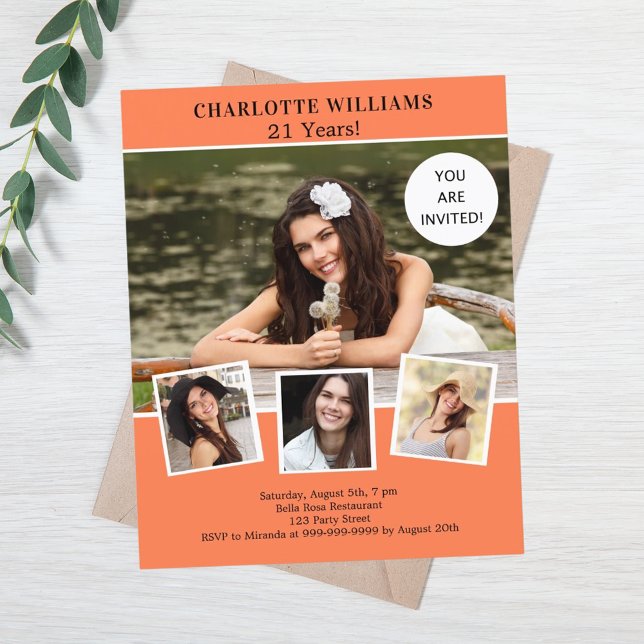 Lámina Invitación al cumpleaños del collage de fotografía (Subido por el creador)