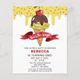 Lámina Invitación al cumpleaños del fiesta de helados de