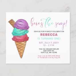 Lámina Invitación al cumpleaños del fiesta de helados de