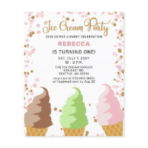 Invitación al cumpleaños del fiesta de helados ros