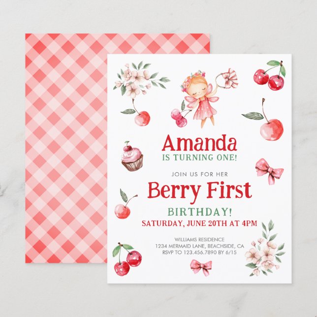 Lámina Invitación al cumpleaños del primer cerezo del pre (Anverso / Reverso)