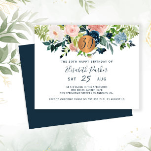 Lámina Invitación al cumpleaños floral número 30 con pres