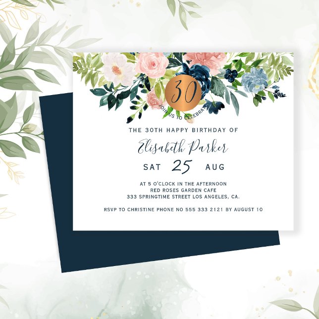 Lámina Invitación al cumpleaños floral número 30 con pres (Subido por el creador)