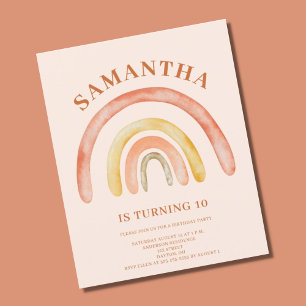 Lámina Invitación al décimo cumpleaños del arco iris retr