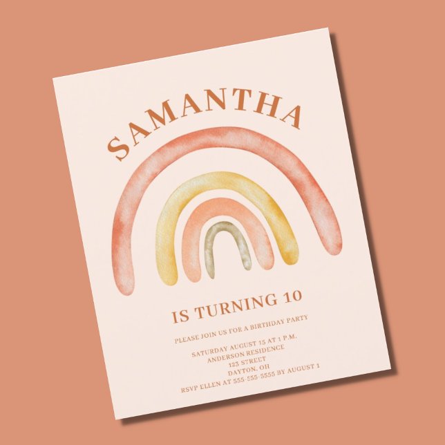 Lámina Invitación al décimo cumpleaños del arco iris retr (Subido por el creador)