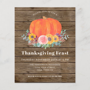 Lámina Invitación al día de gracias a la calabaza para ca