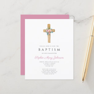 Lámina Invitación al elegante Baptismo Floral Moderno Pre
