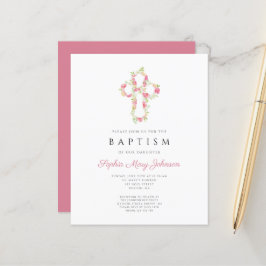 Lámina Invitación al elegante bautismo floral rosado