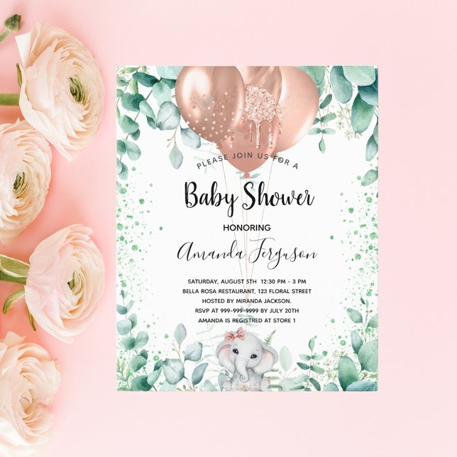 Lámina Invitación al eucalipto de elefante de Baby Shower (Subido por el creador)