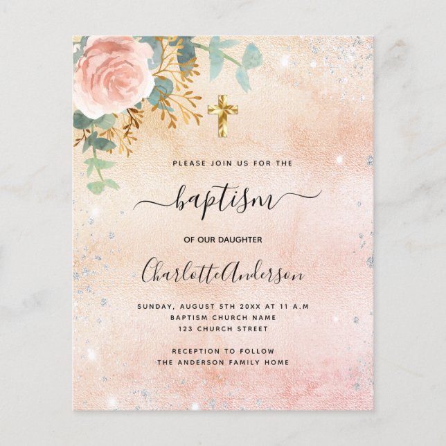 Lámina Invitación al eucalipto floral de oro de rosa de b (Anverso)