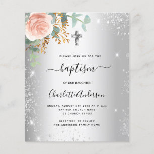 Lámina Invitación al eucalipto floral plateado