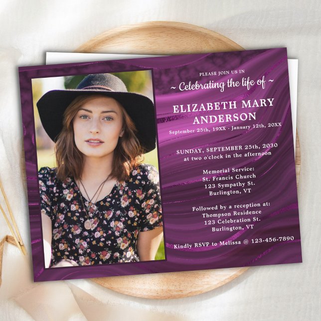 Lámina Invitación al funeral de Budget Marble Purple Memo (Subido por el creador)
