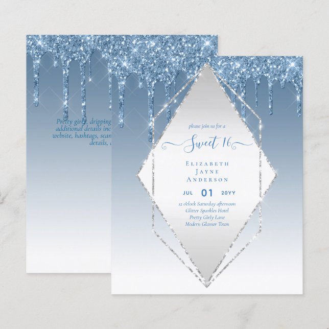 Lámina Invitación al glamour del Purpurina de goteo (Anverso / Reverso)