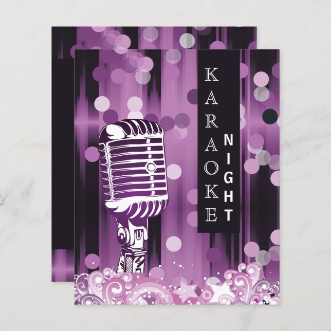 Lámina Invitación al karaoke del Budget Purple Sweet 16 (Anverso / Reverso)