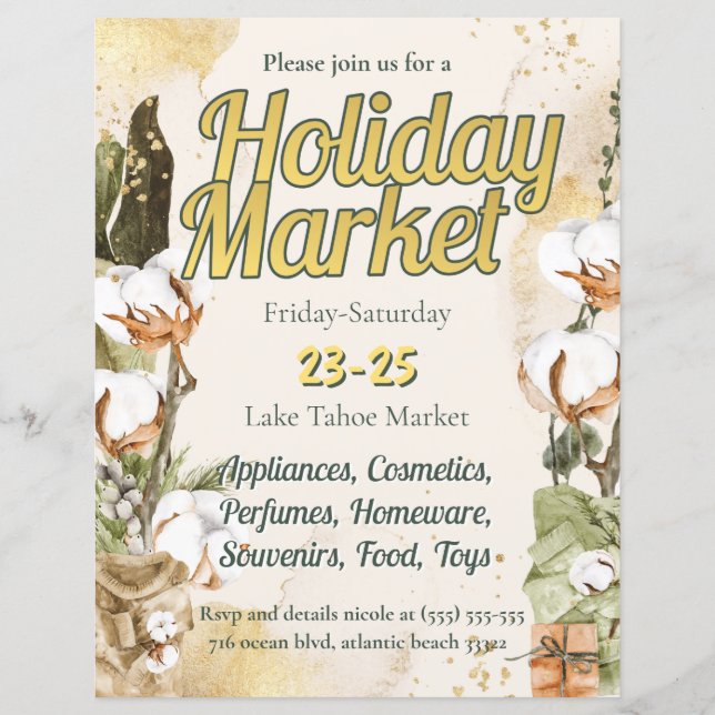 Lámina Invitación al mercado navideño de vacaciones (Anverso)