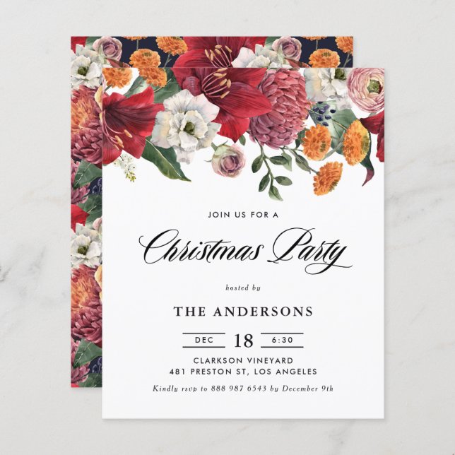 Lámina Invitación al Partido de los Navidades Amaryllis B (Anverso / Reverso)