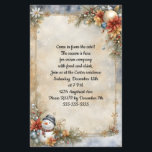 Lámina Invitación al partido de pequeños Navidades de Sno<br><div class="desc">Un pequeño muñeco de nieve con una gorra y una bufanda está rodeado de hermosas flores de Navidad,  sobre un fondo helado en esta hermosa y vintage invitación a una fiesta para Navidades. Elimina el texto y convierte la papelería perfecta para tus boletines de noticias de vacaciones.</div>