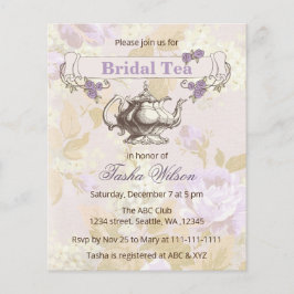 Lámina Invitación al partido del té marrón púrpura de la 