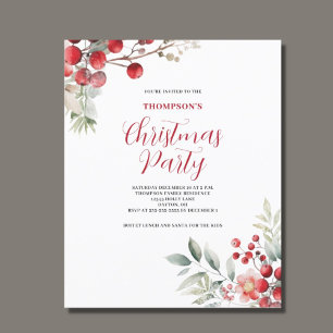 Lámina Invitación al partido floral Red Berry Navidades d