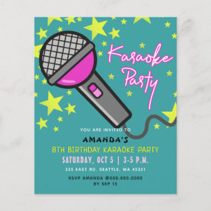 Lámina Invitación al partido Karaoke para niños rosados V
