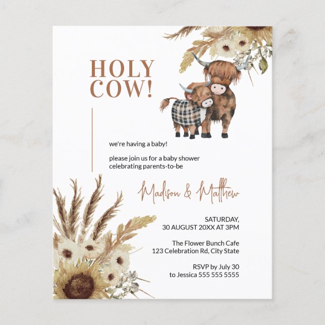 Lámina Invitación al presupuesto de Baby Shower de la gra (Anverso)