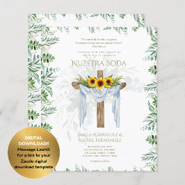 Lámina Invitación al presupuesto de Boda Católica Bilingü