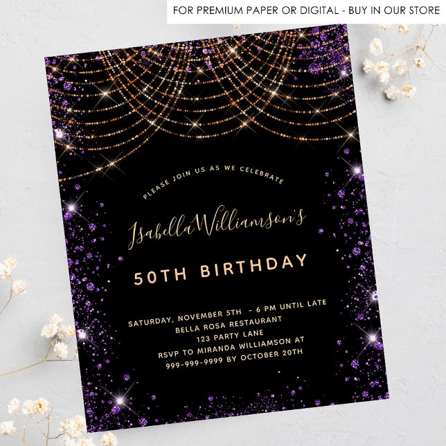 Lámina Invitación al presupuesto de cumpleaños del purpur (Subido por el creador)