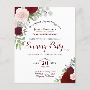 Lámina Invitación al presupuesto de Fiesta floral rojo y