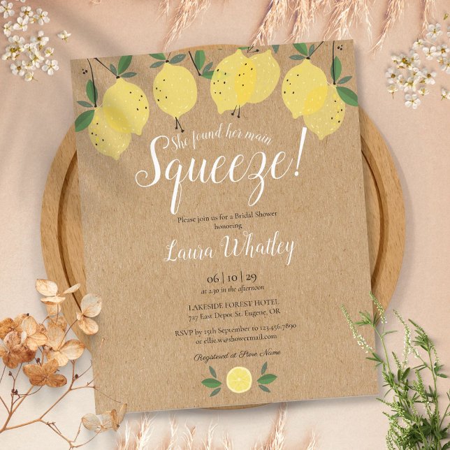 Lámina Invitación al presupuesto de la ducha de la novia  (Main Squeeze Lemon Bridal Shower Budget Invitation)