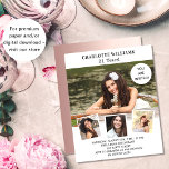 Lámina Invitación al presupuesto de la foto de la rosa bl<br><div class="desc">Crea tu propio collage de fotos único. Usa cuatro,  cuatro de tus fotos favoritas. Personalice y agregue un nombre y detalles del fiesta. Fondo blanco en la parte delantera,  oro rosa en la parte posterior.</div>